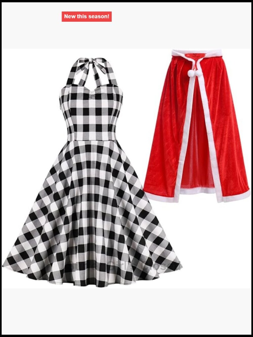 Plaid Christmas Dress Set with Velvet Cape Mommy and Me Matching Holiday Outfit